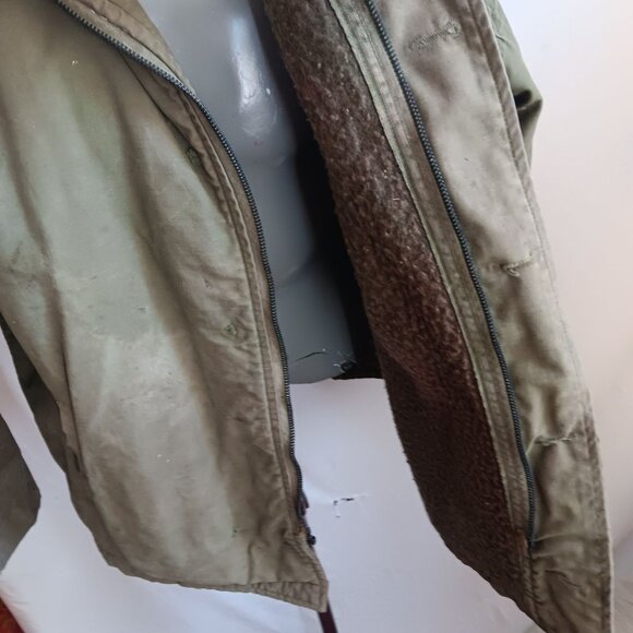 Large Vintage Men's Deck Jacket 60s 70s Vietnam A2 Navy Stenciled Distress - Picture 6 of 16